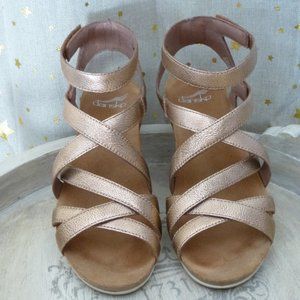 Dansko Rose Gold Low-Heeled Wedge Sandals - Vegan Leather